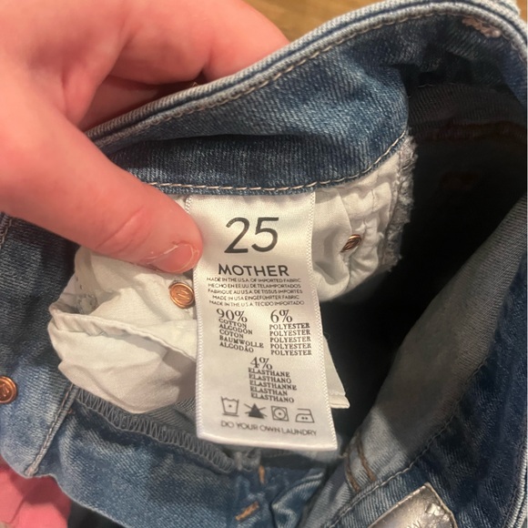 Mother Denim Jeans sz 25 Undone Hem Looker Crop Cliffhanger Wash Distressed - Picture 7 of 15